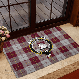 Scottish Cunningham Dress Burgundy (Dance) Clan Tartan Rubber Door Mat - Classic Scottish Plaid Tartan Plaid