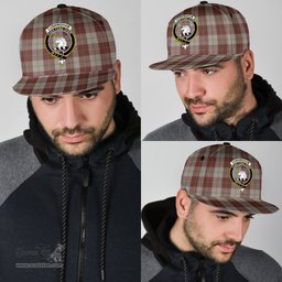 Scottish Cunningham Burgundy Dancers Clan Tartan Snapback Hat - Crest Classic Scottish Plaid Tartan Plaid