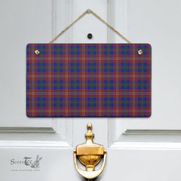 Scottish Chisholm Hunting Modern Clan Tartan Door Sign - Classic Scottish Plaid Tartan Plaid