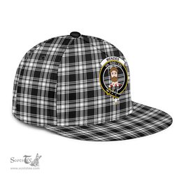 Scottish Menzies Black White Modern Clan Tartan Snapback Hat - Crest Classic Scottish Plaid Tartan Plaid