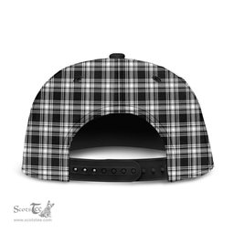 Scottish Menzies Black White Modern Clan Tartan Snapback Hat - Crest Classic Scottish Plaid Tartan Plaid