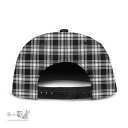 Scottish Menzies Black White Modern Clan Tartan Snapback Hat - Classic Scottish Plaid Tartan Plaid