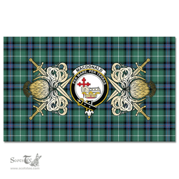 Scottish Tablecloth MacDonald of the Isles Hunting Ancient Clan Crest Courage Symbol Special Version Scottish Plaid Tartan Plaid