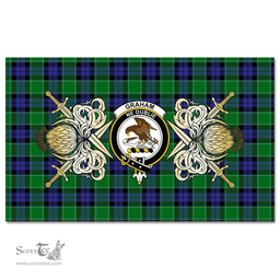 Scottish Tablecloth Graham of Menteith Modern Clan Crest Courage Symbol Special Version Scottish Plaid Tartan Plaid