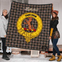 Scottish Sutherland Weathered Clan Tartan Quilt - Crest Gold Style Scottish Plaid Tartan Plaid