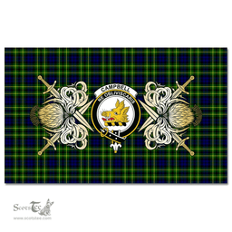 Scottish Tablecloth Campbell of Breadalbane Modern Clan Crest Courage Symbol Special Version Scottish Plaid Tartan Plaid