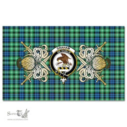 Scottish Tablecloth Graham of Montrose Ancient Clan Crest Courage Symbol Special Version Scottish Plaid Tartan Plaid
