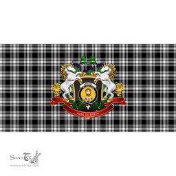 Scottish Menzies Black & White Modern Clan Tartan Tablecloth - Unicorn Thistle Style Scottish Plaid Tartan Plaid