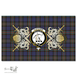 Scottish Tablecloth Fletcher of Dunans Clan Crest Courage Symbol Special Version Scottish Plaid Tartan Plaid