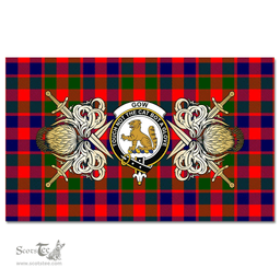 Scottish Tablecloth Gow of McGouan Clan Crest Courage Symbol Special Version Scottish Plaid Tartan Plaid