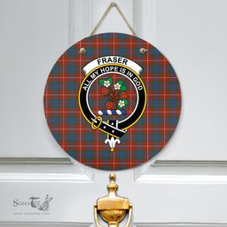 Scottish Fraser Ancient Clan Tartan Door Sign - Crest Classic Scottish Plaid Tartan Plaid