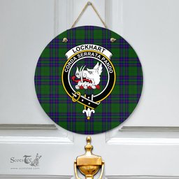 Scottish Lockhart Modern Clan Tartan Door Sign - Crest Classic Scottish Plaid Tartan Plaid