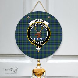 Scottish Forbes Ancient Clan Tartan Door Sign - Crest Classic Scottish Plaid Tartan Plaid
