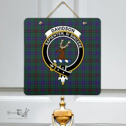 Scottish Davidson Modern Clan Tartan Door Sign - Crest Classic Scottish Plaid Tartan Plaid