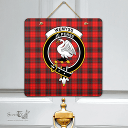 Scottish Wemyss Modern Clan Tartan Door Sign - Crest Classic Scottish Plaid Tartan Plaid