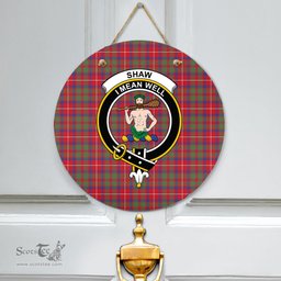 Scottish Shaw Red Modern Clan Tartan Door Sign - Crest Classic Scottish Plaid Tartan Plaid