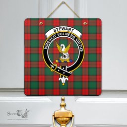 Scottish Stewart Atholl Modern Clan Tartan Door Sign - Crest Classic Scottish Plaid Tartan Plaid