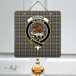 Scottish Graham of Menteith Weathered Clan Tartan Door Sign - Crest Classic Scottish Plaid Tartan Plaid