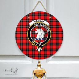 Scottish Ramsay Modern Clan Tartan Door Sign - Crest Classic Scottish Plaid Tartan Plaid