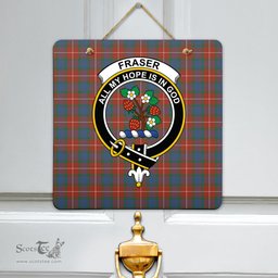 Scottish Fraser Ancient Clan Tartan Door Sign - Crest Classic Scottish Plaid Tartan Plaid
