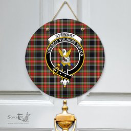 Scottish Stewart Black Clan Tartan Door Sign - Crest Classic Scottish Plaid Tartan Plaid