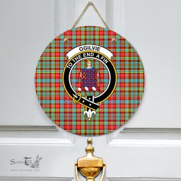 Scottish Ogilvie Clan Tartan Door Sign - Crest Classic Scottish Plaid Tartan Plaid