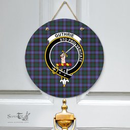 Scottish Guthrie Modern Clan Tartan Door Sign - Crest Classic Scottish Plaid Tartan Plaid