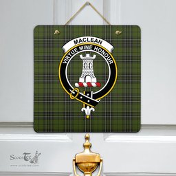 Scottish MacLean Hunting Clan Tartan Door Sign - Crest Classic Scottish Plaid Tartan Plaid