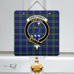 Scottish Arbuthnot Modern Clan Tartan Door Sign - Crest Classic Scottish Plaid Tartan Plaid