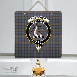 Scottish Fletcher of Dunans Clan Tartan Door Sign - Crest Classic Scottish Plaid Tartan Plaid