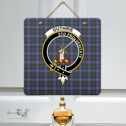 Scottish Guthrie Modern Clan Tartan Door Sign - Crest Classic Scottish Plaid Tartan Plaid