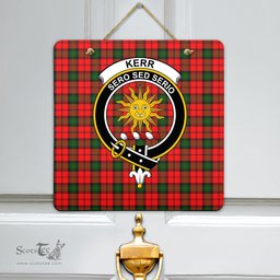 Scottish Kerr Modern Clan Tartan Door Sign - Crest Classic Scottish Plaid Tartan Plaid