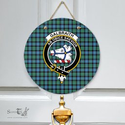 Scottish Galbraith Ancient Clan Tartan Door Sign - Crest Classic Scottish Plaid Tartan Plaid