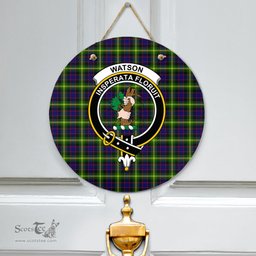 Scottish Watson Modern Clan Tartan Door Sign - Crest Classic Scottish Plaid Tartan Plaid
