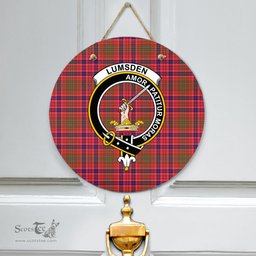 Scottish Lumsden Modern Clan Tartan Door Sign - Crest Classic Scottish Plaid Tartan Plaid