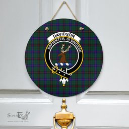 Scottish Davidson Modern Clan Tartan Door Sign - Crest Classic Scottish Plaid Tartan Plaid