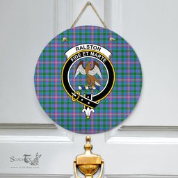 Scottish Ralston Clan Tartan Door Sign - Crest Classic Scottish Plaid Tartan Plaid