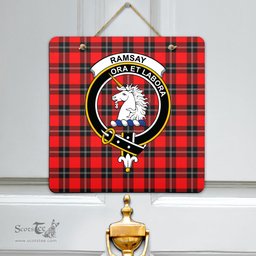 Scottish Ramsay Modern Clan Tartan Door Sign - Crest Classic Scottish Plaid Tartan Plaid