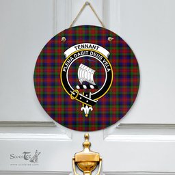 Scottish Tennant Clan Tartan Door Sign - Crest Classic Scottish Plaid Tartan Plaid