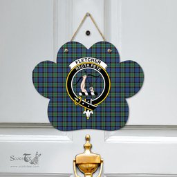 Scottish Fletcher Ancient Clan Tartan Door Sign - Crest Classic Scottish Plaid Tartan Plaid