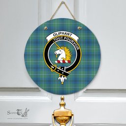 Scottish Oliphant Ancient Clan Tartan Door Sign - Crest Classic Scottish Plaid Tartan Plaid