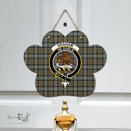 Scottish Graham of Menteith Weathered Clan Tartan Door Sign - Crest Classic Scottish Plaid Tartan Plaid