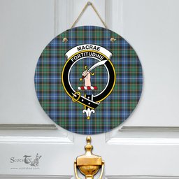 Scottish MacRae Hunting Ancient Clan Tartan Door Sign - Crest Classic Scottish Plaid Tartan Plaid