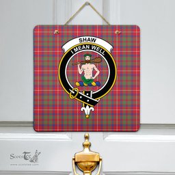 Scottish Shaw Red Modern Clan Tartan Door Sign - Crest Classic Scottish Plaid Tartan Plaid