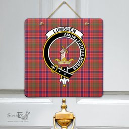 Scottish Lumsden Modern Clan Tartan Door Sign - Crest Classic Scottish Plaid Tartan Plaid