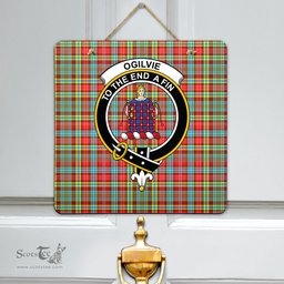 Scottish Ogilvie Clan Tartan Door Sign - Crest Classic Scottish Plaid Tartan Plaid