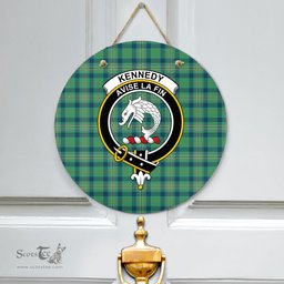 Scottish Kennedy Ancient Clan Tartan Door Sign - Crest Classic Scottish Plaid Tartan Plaid
