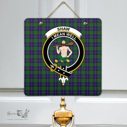 Scottish Shaw Modern Clan Tartan Door Sign - Crest Classic Scottish Plaid Tartan Plaid