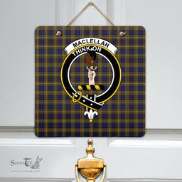Scottish MacLellan Modern Clan Tartan Door Sign - Crest Classic Scottish Plaid Tartan Plaid