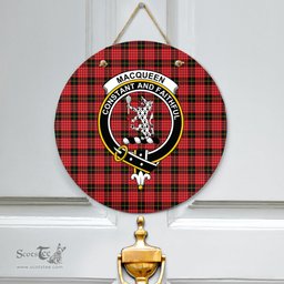 Scottish MacQueen Modern Clan Tartan Door Sign - Crest Classic Scottish Plaid Tartan Plaid